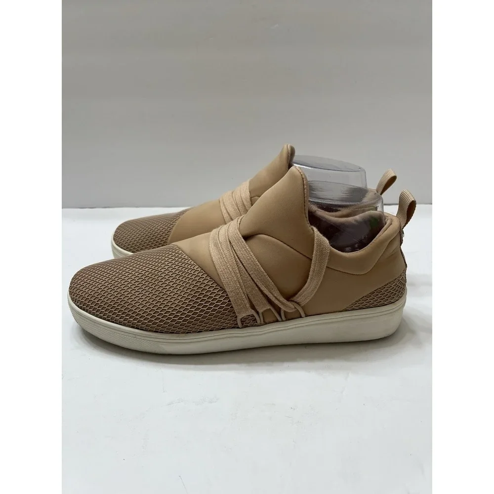 Steve Madden Lancer Sneakers Womens 9.5 Tan Blush Mesh Slip-On Cross Laces